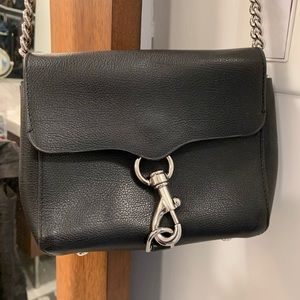 Rebecca Minkoff crossbody black bag with silver buckle